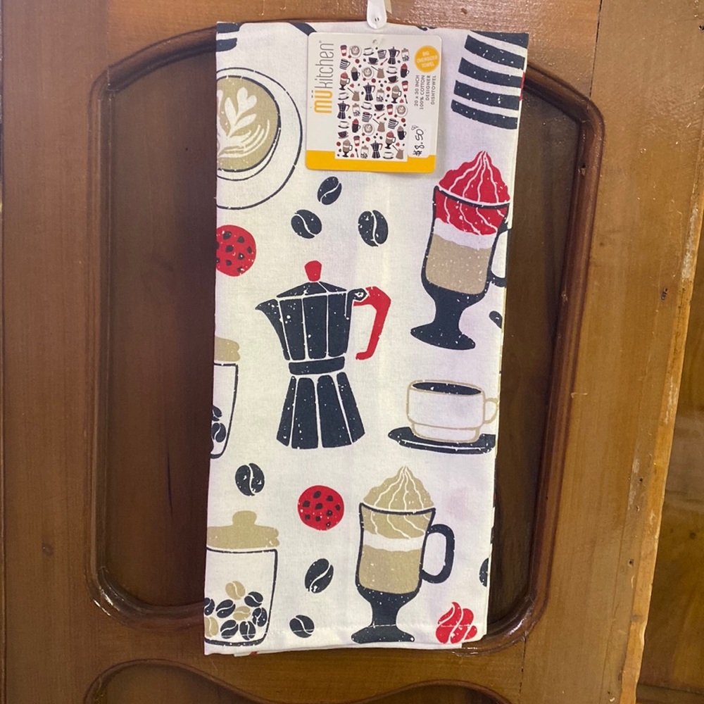 MU Kitchen 20 x 30 inch 100% cotton dish towel, coffee and cappuccino design